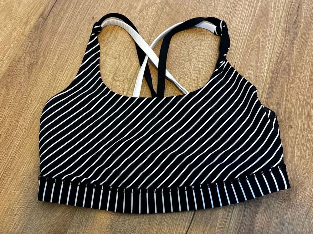 Lululemon Energy Bra Size 8 Black White Striped